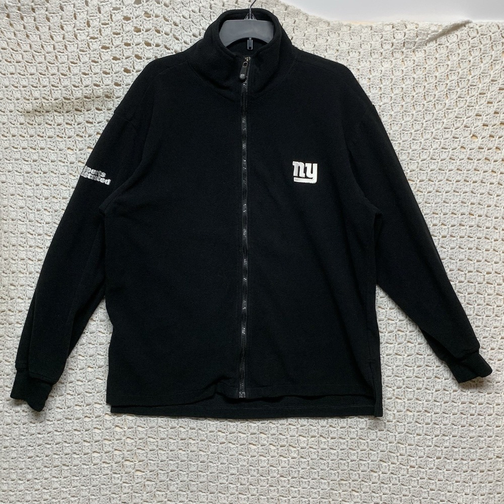 NFL New York Giants Fleece Full Zip Sweater - Size XL Black‎ Football